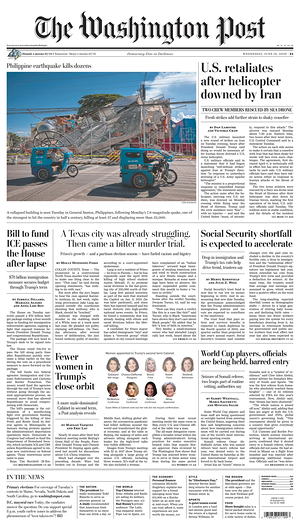 Prima pagina The Washington Post di oggi - Quotidiano estero