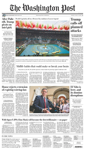 Prima pagina The Washington Post di oggi - Quotidiano estero