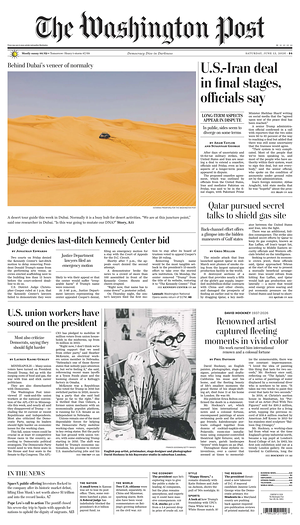 Prima pagina The Washington Post di oggi - Quotidiano estero