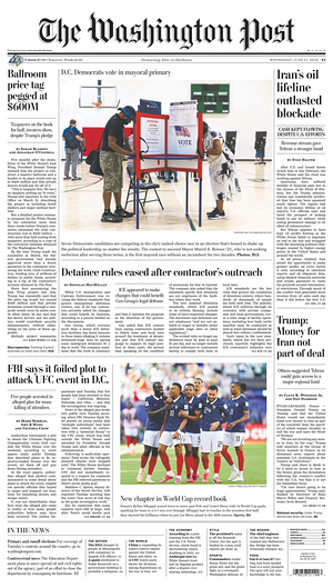 Prima pagina The Washington Post di oggi - Quotidiano estero