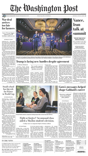 Prima pagina The Washington Post di oggi - Quotidiano estero