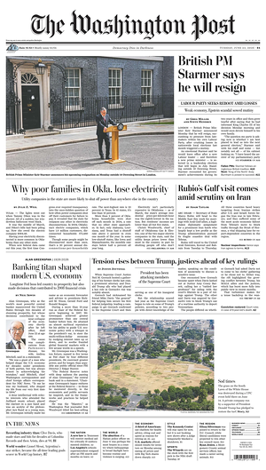 Prima pagina The Washington Post di oggi - Quotidiano estero