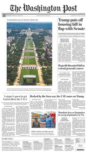 Prima pagina The Washington Post di oggi - Quotidiano estero
