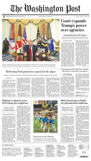 Prima pagina The Washington Post di oggi - Quotidiano estero