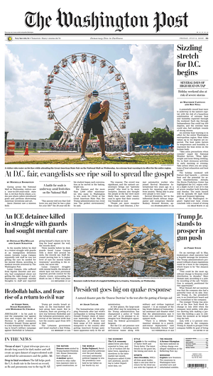 Prima pagina The Washington Post di oggi - Quotidiano estero
