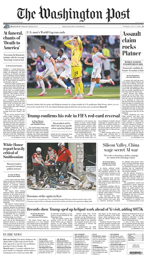Prima pagina The Washington Post di oggi - Quotidiano estero
