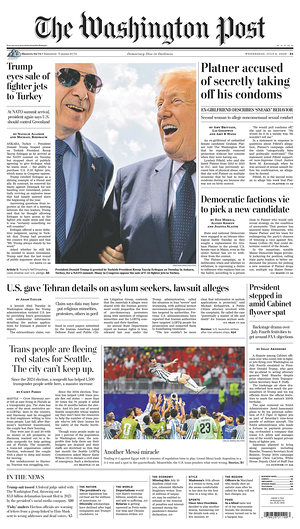 Prima pagina The Washington Post di oggi - Quotidiano estero