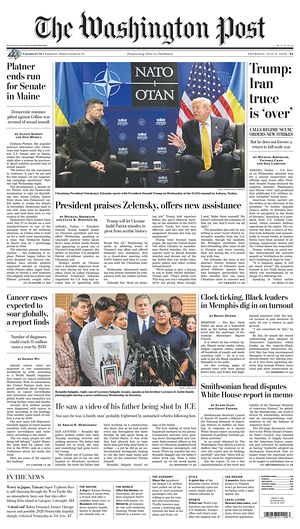 Prima pagina The Washington Post di oggi - Quotidiano estero