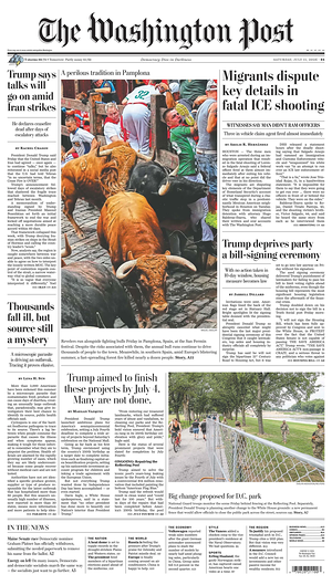 Prima pagina The Washington Post di oggi - Quotidiano estero