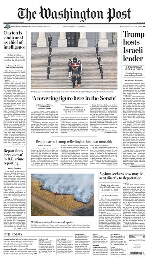 Prima pagina The Washington Post di oggi - Quotidiano estero