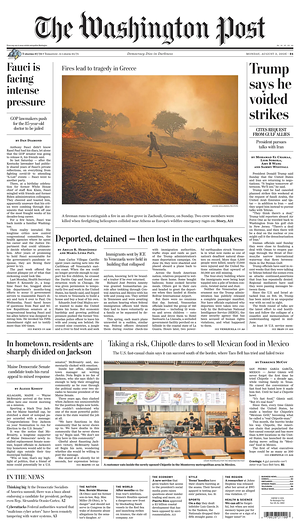 Prima pagina The Washington Post di oggi - Quotidiano estero