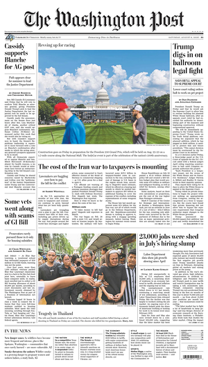 Prima pagina The Washington Post di oggi - Quotidiano estero
