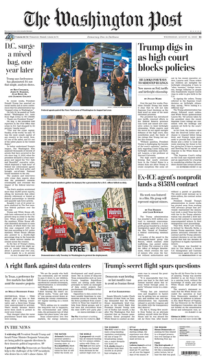 Prima pagina The Washington Post di oggi - Quotidiano estero
