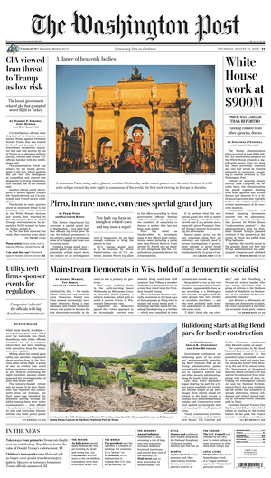 Prima pagina The Washington Post di oggi - Quotidiano estero