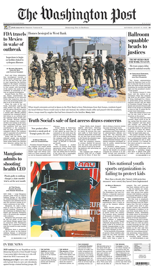 Prima pagina The Washington Post di oggi - Quotidiano estero