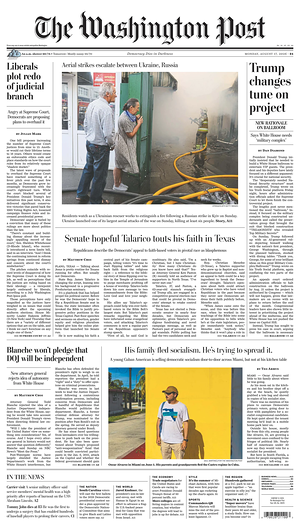 Prima pagina The Washington Post di oggi - Quotidiano estero
