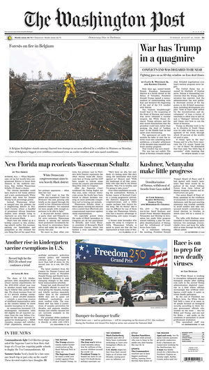 Prima pagina The Washington Post di oggi - Quotidiano estero