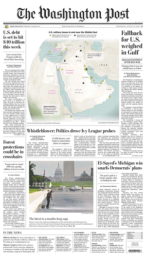 Prima pagina The Washington Post di oggi - Quotidiano estero