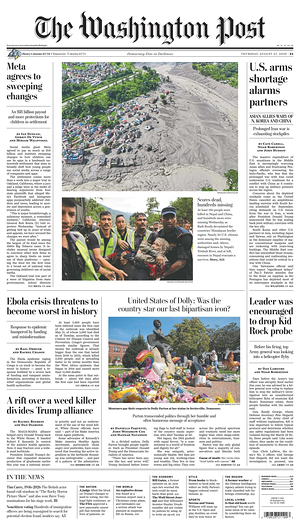 Prima pagina The Washington Post di oggi - Quotidiano estero
