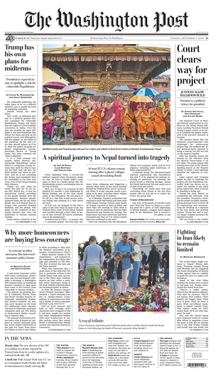 Prima pagina The Washington Post di oggi - Quotidiano estero