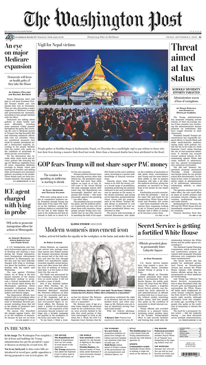 Prima pagina The Washington Post di oggi - Quotidiano estero