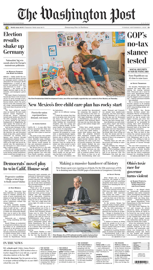 Prima pagina The Washington Post di oggi - Quotidiano estero