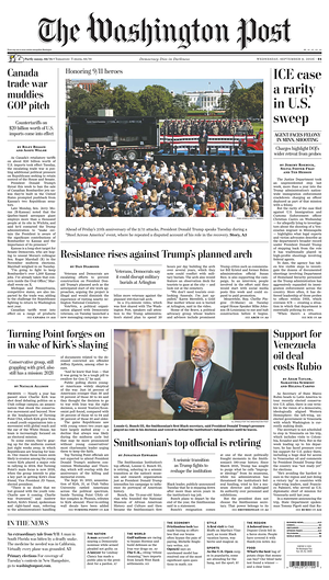 Prima pagina The Washington Post di oggi - Quotidiano estero