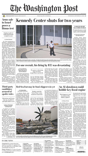 Prima pagina The Washington Post di oggi - Quotidiano estero