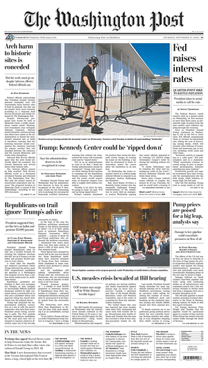 Prima pagina The Washington Post di oggi - Quotidiano estero