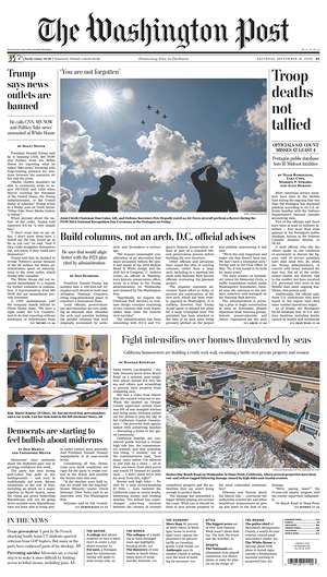 Prima pagina The Washington Post di oggi - Quotidiano estero
