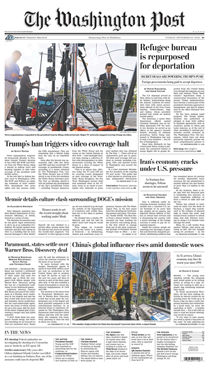 Prima pagina The Washington Post di oggi - Quotidiano estero