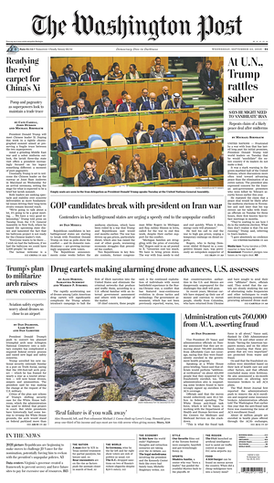 Prima pagina The Washington Post di oggi - Quotidiano estero