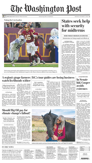 Prima pagina The Washington Post di oggi - Quotidiano estero