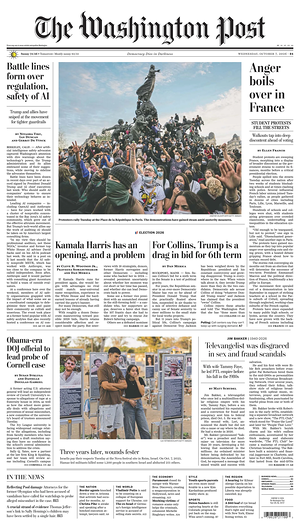 Prima pagina The Washington Post di oggi - Quotidiano estero
