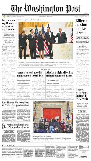 Prima pagina The Washington Post di oggi - Quotidiano estero