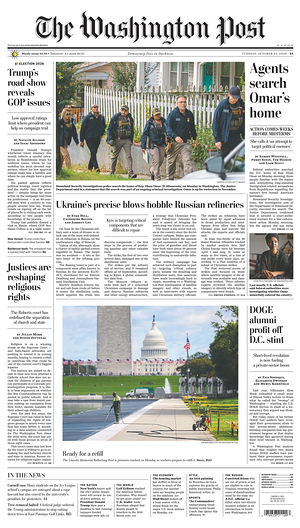 Prima pagina The Washington Post di oggi - Quotidiano estero
