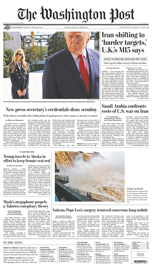 Prima pagina The Washington Post di oggi - Quotidiano estero