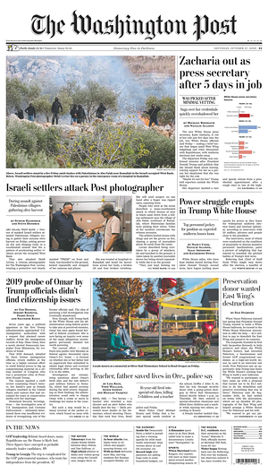 Prima pagina The Washington Post di oggi - Quotidiano estero