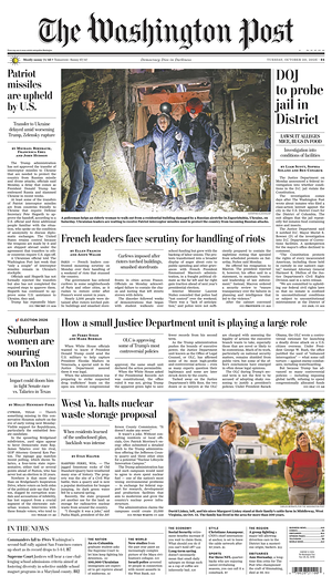 Prima pagina The Washington Post di oggi - Quotidiano estero