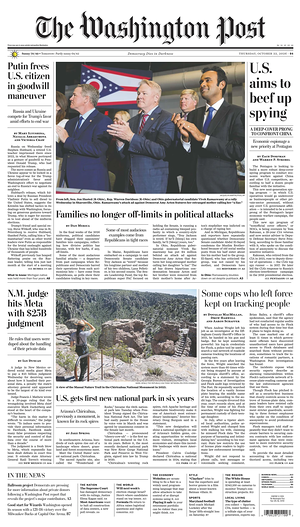 Prima pagina The Washington Post di oggi - Quotidiano estero