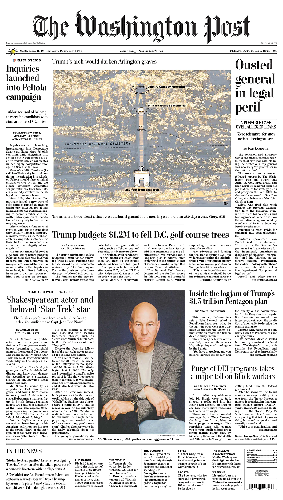 Portada The Washington Post de hoy - Quiosco 30 octubre 2026