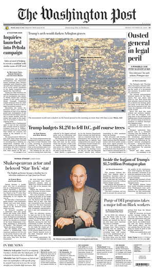 Prima pagina The Washington Post di oggi - Quotidiano estero