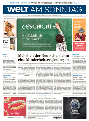 Titelseite von Welt am Sonntag heute - Überregionale Zeitungen