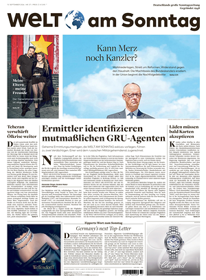Titelseite von Welt am Sonntag heute - Überregionale Zeitungen