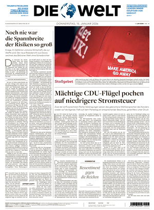 Prima pagina Die Welt di oggi - Quotidiano estero