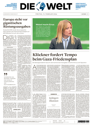 Prima pagina Die Welt di oggi - Quotidiano estero