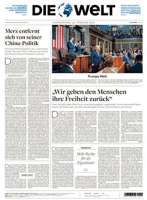Prima pagina Die Welt di oggi - Quotidiano estero