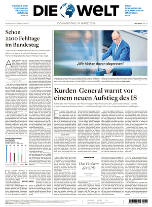 Prima pagina Die Welt di oggi - Quotidiano estero