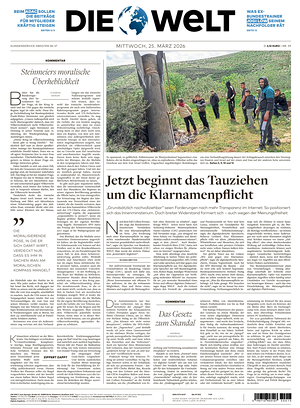 Prima pagina Die Welt di oggi - Quotidiano estero