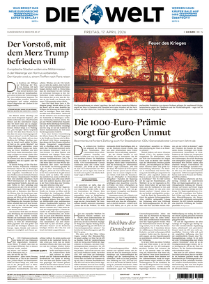 Prima pagina Die Welt di oggi - Quotidiano estero